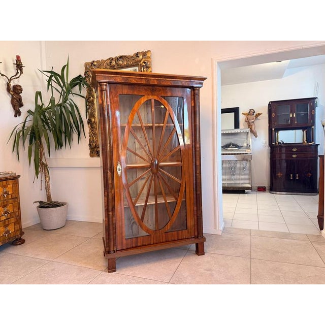 Biedermeier Sun-Shaped Display Cabinet in Walnut For Sale - Image 5 of 13