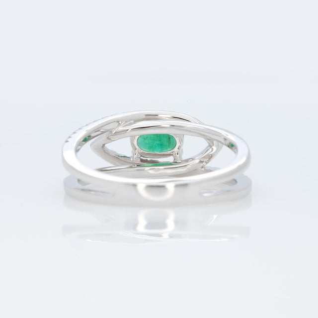 Metal Zambian Emerald Ring With Natural Diamonds Accents: Solid 14k Gold, Size 6.75 For Sale - Image 7 of 8