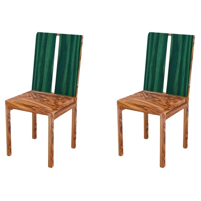Wood Set of Stripe Chairs by Derya Arpac For Sale - Image 7 of 7