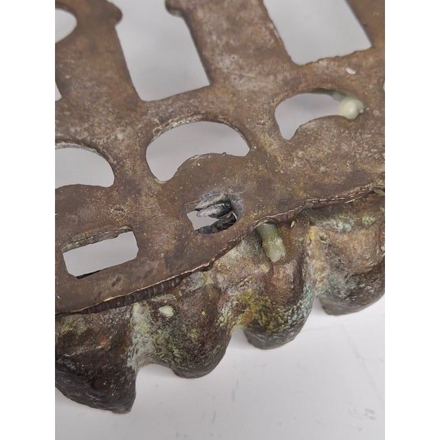Brass Antique Moroccan Jewish Hanukkah Menorah Lamp | 19th C North African Cast Brass For Sale - Image 8 of 11