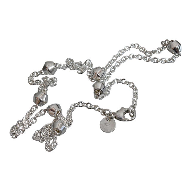 Late 20th Century Tiffany & Co. Sterling Silver 'Barrel Bead' Station Necklace 16" Retired For Sale