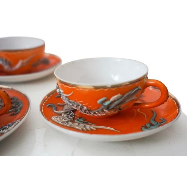 Vintage Japanese Dragonware Moriage Service for 5 - 23-Piece For Sale - Image 6 of 9