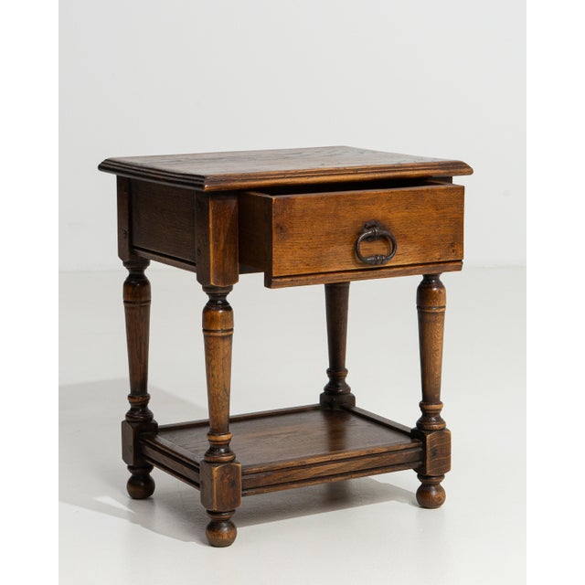 Rustic Oak Side Table In Original Patina For Sale - Image 3 of 11