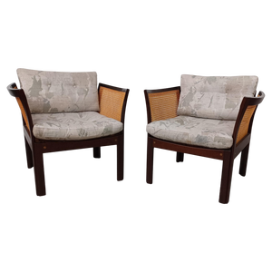 Set of Danish Plexus Easy Chairs in Mahogany by Illum Vikkelso for CFC Silkeborg, Restored, 1960s