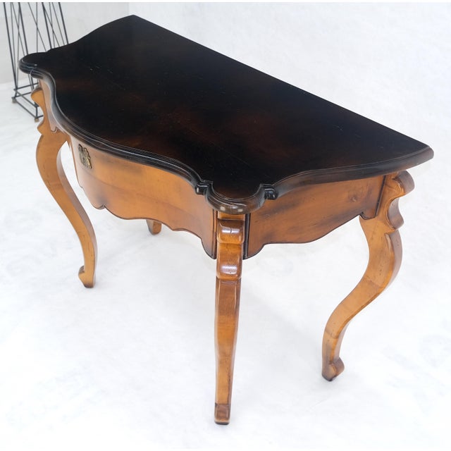 Baker One Drawer Cabriole Leg Fruitwood Paper Finished Drawer Console Table MINT For Sale - Image 12 of 14