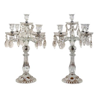 Vintage Glass Candlesticks, Set of 2 For Sale