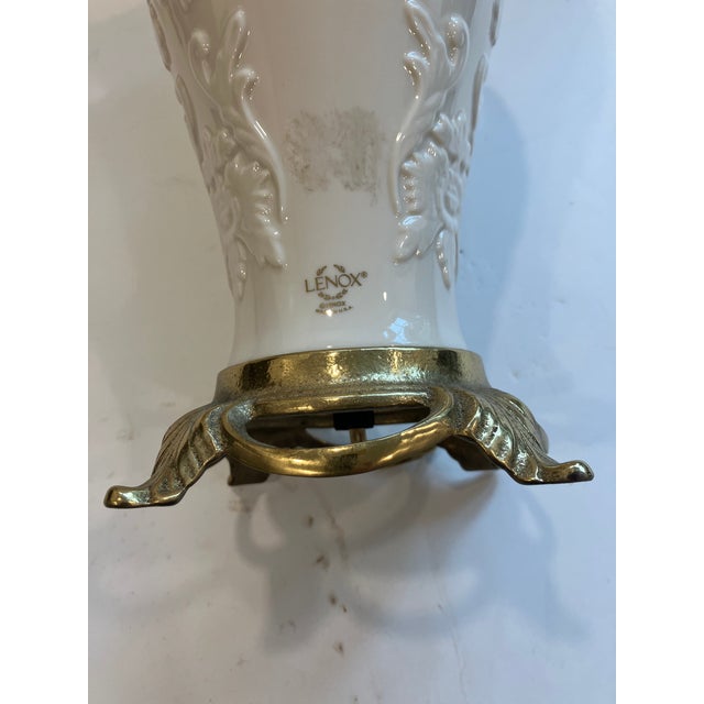 Transitional Pair of Lenox Porcelain Lamps For Sale - Image 3 of 8
