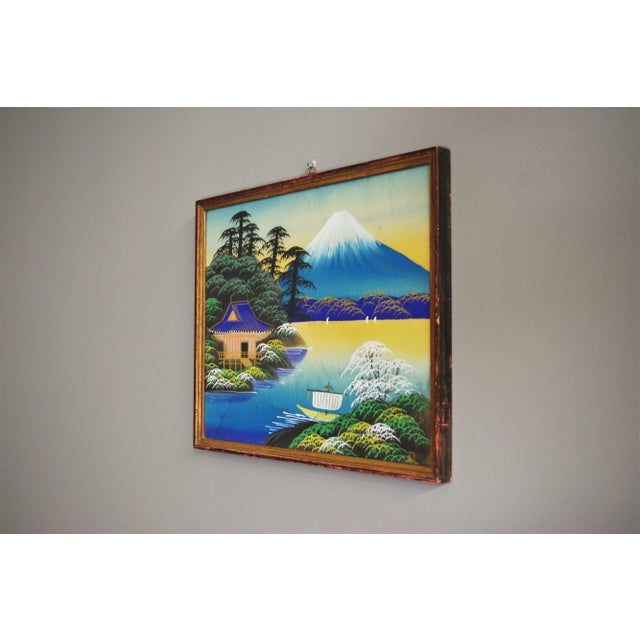 Japanese Silk Painting, 1970s For Sale - Image 4 of 7