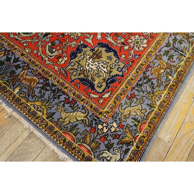 Textile 1950s Red Medallion Vintage Persian Tabriz Rug 3'4" X 5'6" Wool Handknotted Carpet For Sale - Image 7 of 8