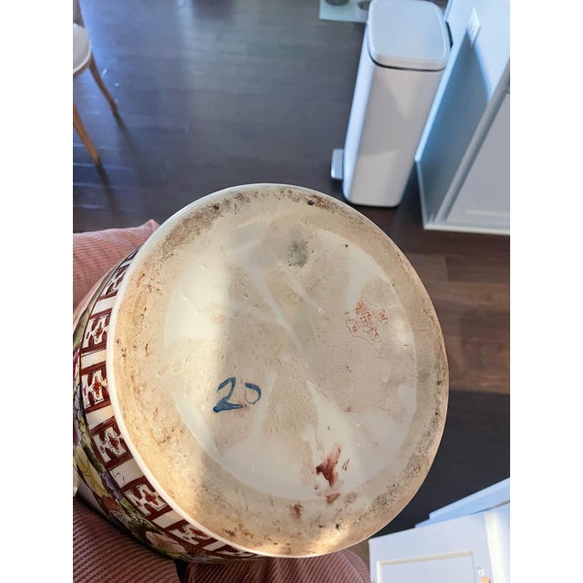 Monumental 1970s Black Ground Famille Rose Porcelain Umbrella Stand - Tony Duquette Style For Sale - Image 12 of 12