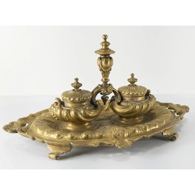 We are selling this exceptional Bronze Inkwell. This probably French 18th or early 19th century inkwell has large tray...