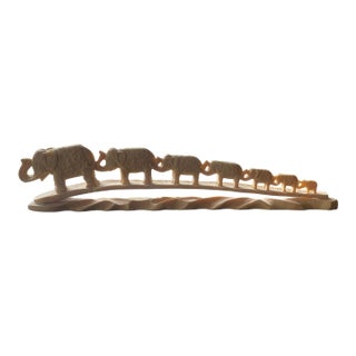 1970s Bridge Carved Sculpture of an Elephant Parade For Sale