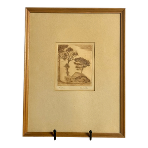 1900s Antique Forest Print, "Three Pines" by John Hambleton