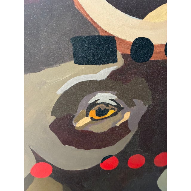 Abstract Stylized Geometric Painting of Two Cows in a Bold Cubist Style For Sale - Image 3 of 6