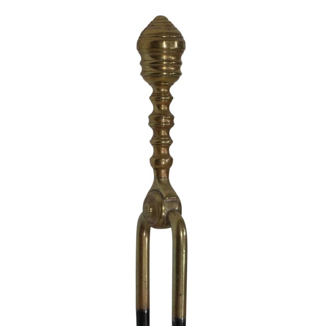 Wm. H. Jackson Co. Antique Brass and Iron Fireplace Tongs For Sale - Image 4 of 8
