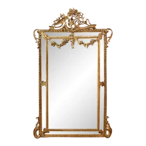 19th Century French Louis XV Style Carved and Giltwood Mirror