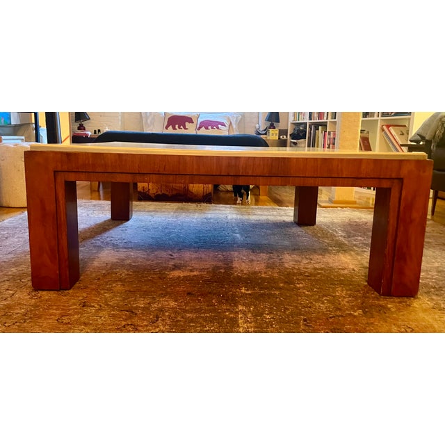 Cream Vintage Ralph Lauren Leather Coffee Table – Modern Cherry & Cream For Sale - Image 8 of 17