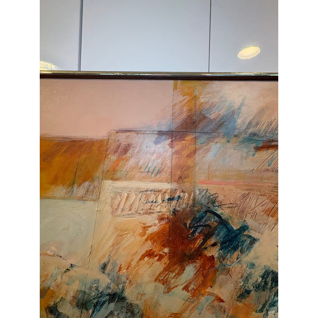 Paul Jenkins Large Vintage Abstract Oil Painting Earth Tone Modern Signed & Framed Wall Art For Sale - Image 4 of 17