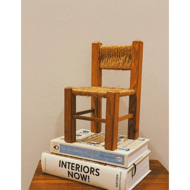 1960s Decorative Miniature Chair in Wood and Natural Fibre, 1960s For Sale - Image 5 of 6