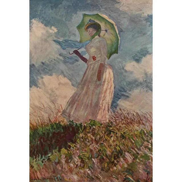 Cornflower Blue 1950 After Claude Monet "Woman With a Parasol" First Edition Parisian Full-Color Print For Sale - Image 8 of 8