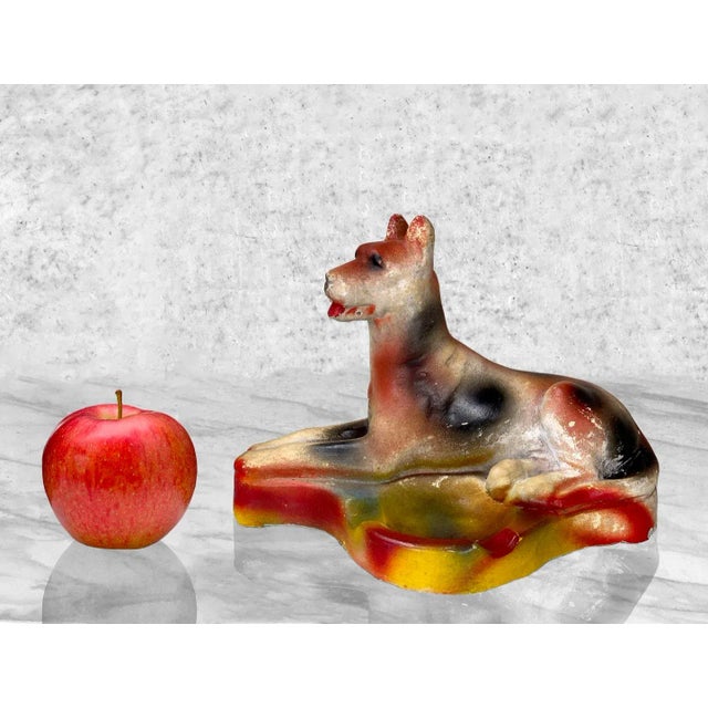 Antique Traditional Chalkware Great Dane Dog Ashtray, c.1930's - Crafted of Solid Chalkware - Original Oil-Based Lacquer...