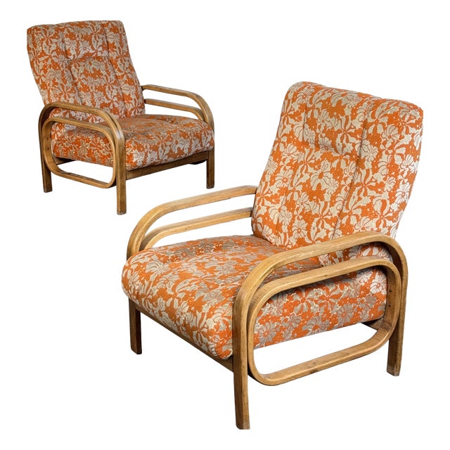 Vintage Art Deco Style Chairs, 1960, Set of 2 For Sale