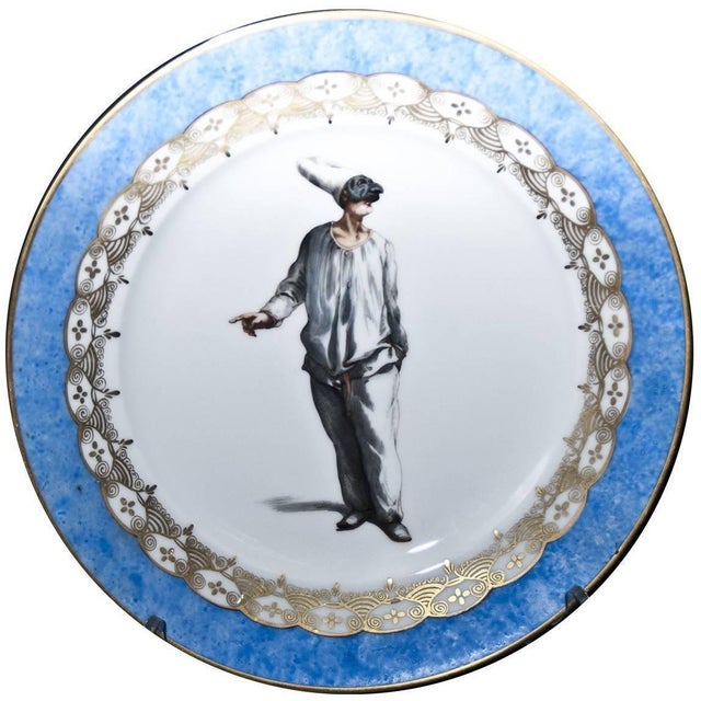 Antique Porcelain Pulcinella Plate For Sale - Image 5 of 5