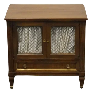 John Widdicomb Solid Pecan Italian Provincial 25" Curtained Cabinet Nightstand