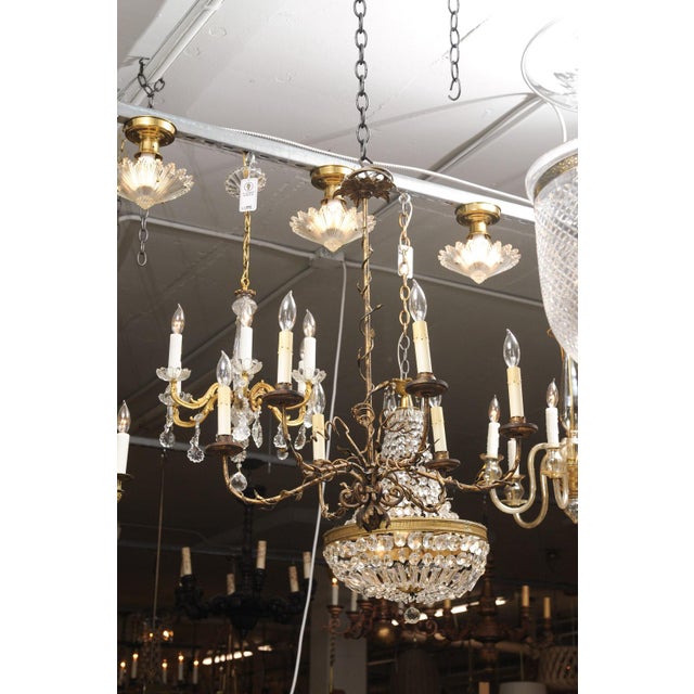 6-Light Vintage Gilt Floral Tole Chandlier, 1930s Italy For Sale - Image 12 of 12