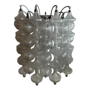 Vintage Glass Wall 8 Light Sconce J. T. Kalmar Tulipan 9 Rows Bubbles Bells