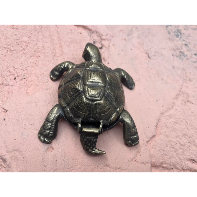 Large Turtle Design Brass Ashtray With Lid For Sale In Los Angeles - Image 6 of 8