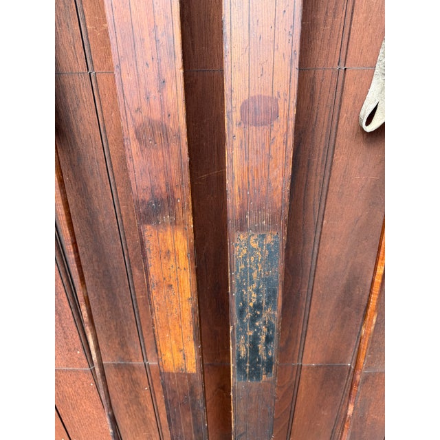 Antique Wooden Skis With Original Bamboo Ski Poles – Early 20th Century Nordic Ski Set – Rustic Ski Lodge & Cabin Wall Decor For Sale - Image 10 of 18