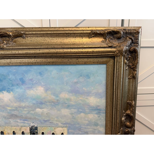 Remington Large Oil Painting on Canvas Cityscape, Italy Venice, Piazza San Marco For Sale - Image 4 of 8