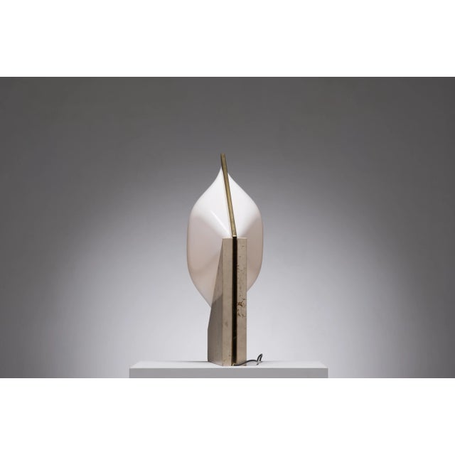 Large Travertine Table Lamp, 1975 For Sale - Image 5 of 15