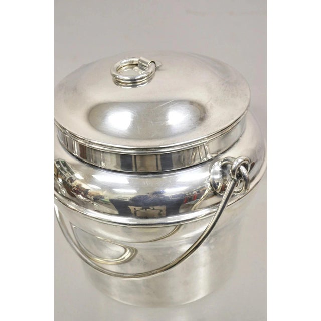 Mid 20th Century Vintage Fisher K308 Modern Silver Plated Lidded Ice Bucket With Glass Liner For Sale - Image 5 of 10