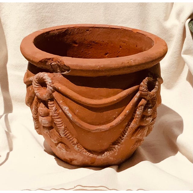 Antique English Terracotta Festoon Terrace Pot - C. 1900 For Sale - Image 10 of 15