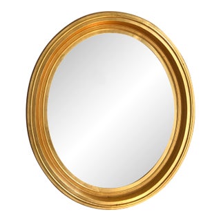 French Louis Philippe-Style Giltwood Oval Wall Mirror For Sale