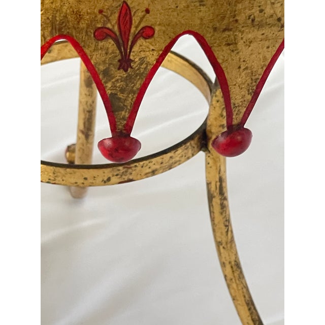 Metal Italian Gilt Metal Round Harlequin Side, Table Mirrored Top For Sale - Image 7 of 14