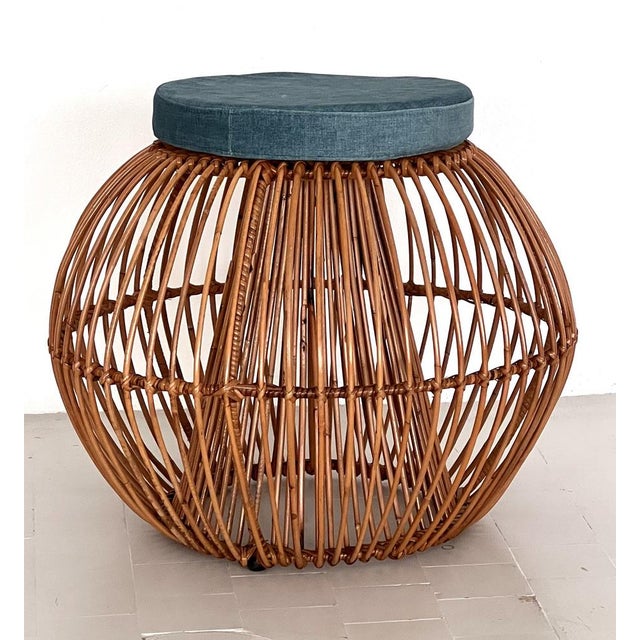 Mid-Century Bamboo Stool with New Cushion attributed to Janine Abraham & Dirk Jan Rol, 1960s For Sale - Image 12 of 14