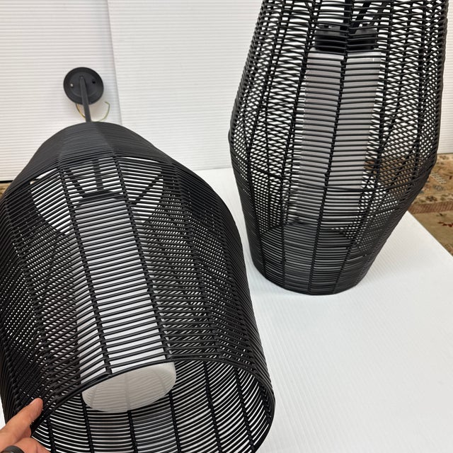 Arhaus Coastal Style Black Pendants, Pair For Sale - Image 11 of 16