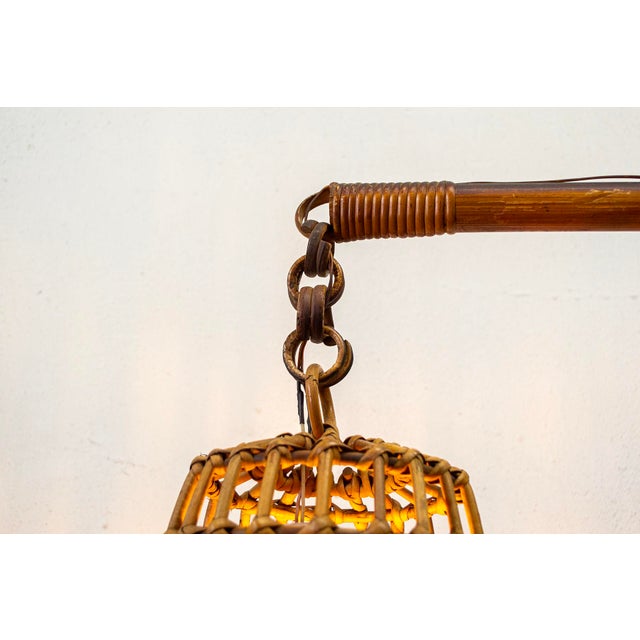 Rattan and Bamboo Floor Lamp, Italy, 1950 For Sale - Image 4 of 6