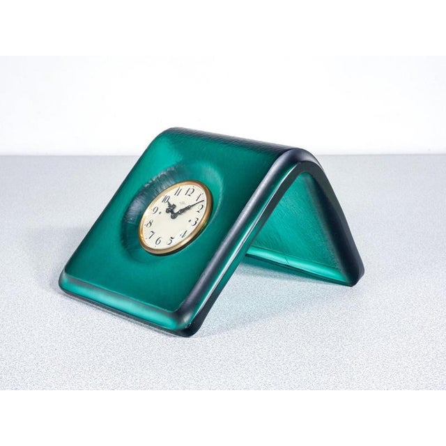 Table clock, designed by carlo scarpa for venini. hand-blown glass, ground with a wheel, tavannes clock movement. origin...