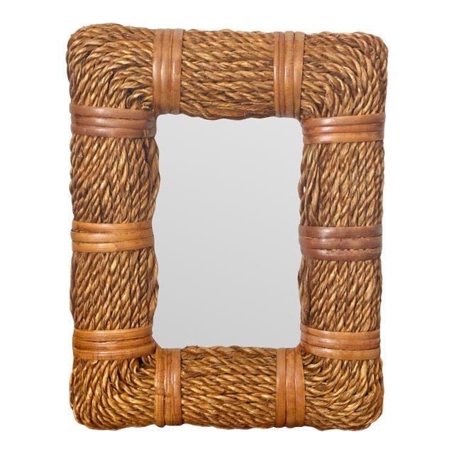 Vintage Jute and Rattan Frame With Glass For Sale