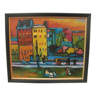 Colorful Cityscape Painting For Sale