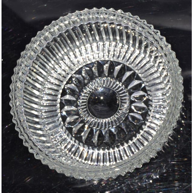 1960s Waterford Crystal Cut Glass Bowl Intricate Vertical and Radial Patterns Boho Chic For Sale - Image 12 of 14
