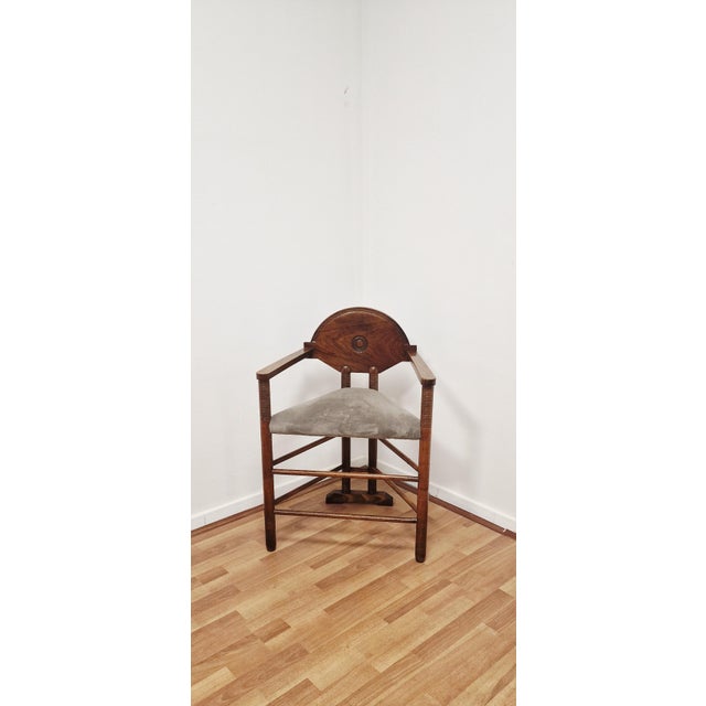 Vintage Swedish Carved Walnut Monk Chair, 1930s For Sale - Image 4 of 15