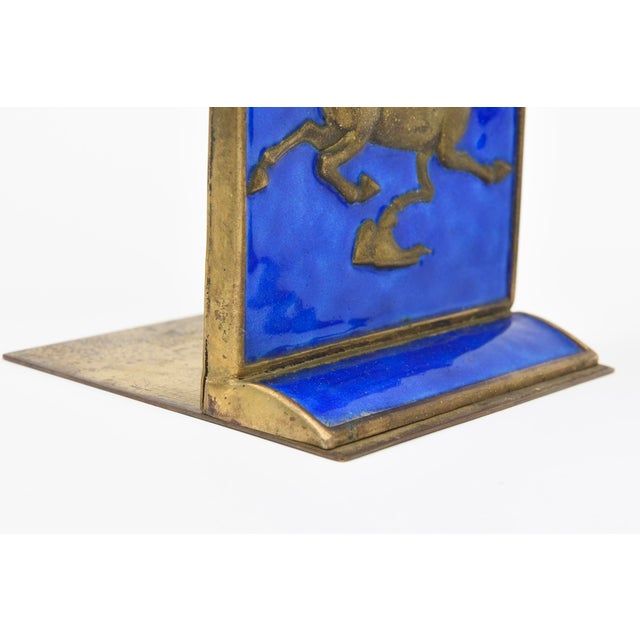 Gold Vintage Chinese Enamel and Gold Plated Horse Bookends, 1950's For Sale - Image 8 of 12