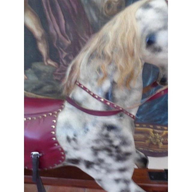 Large English Dapple Grey Rocking Horse, 1940 For Sale - Image 16 of 18