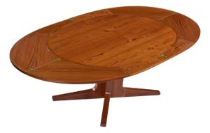 Refinished Expanding Oval Danish Modern Teak Flip-Flap Dining Table by Dyrlund