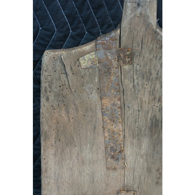 Antique 19th Century Primitive Wooden Farmhouse Grain Malt Shovel 58" For Sale - Image 11 of 16